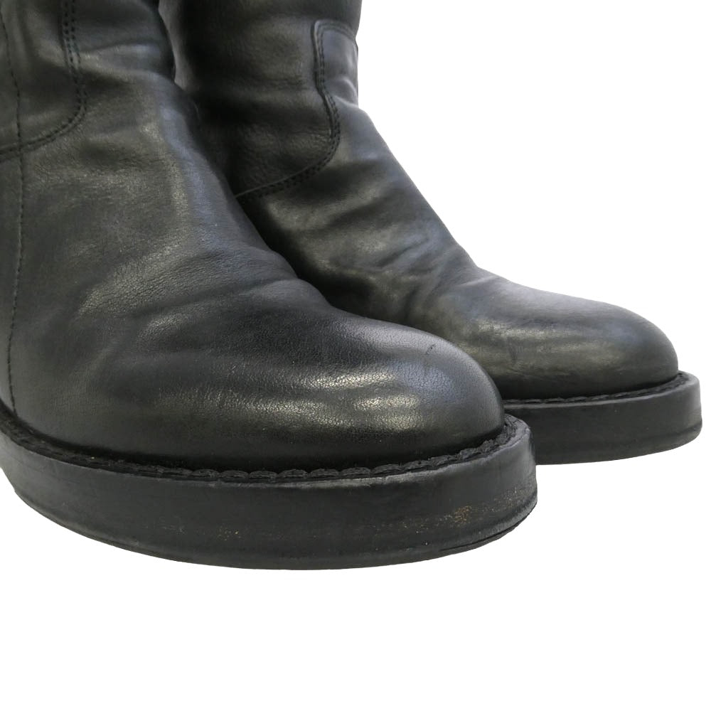 ANN DEMEULEMEESTER アンドゥムルメステール レザー スパイラルジップ ニーハイ ロング ブーツ ブラック系 35【中古】