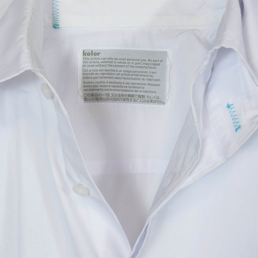 kolor カラー 23SS 23SCM-B02112 Double collar shirt with contrast stitching ドッキング レイヤード シャツ ホワイト系 2【中古】