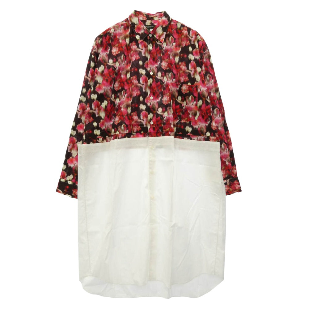 COMME des GARCONS HOMME PLUS コムデギャルソンオムプリュス 22SS PI-B008 AD2021 花柄 切替 ロング シャツ フローラル カラー ブロック シャツ ピンク系 S【中古】