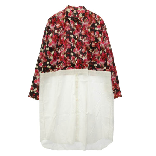 COMME des GARCONS HOMME PLUS コムデギャルソンオムプリュス 22SS PI-B008 AD2021 花柄 切替 ロング シャツ フローラル カラー ブロック シャツ ピンク系 S【中古】