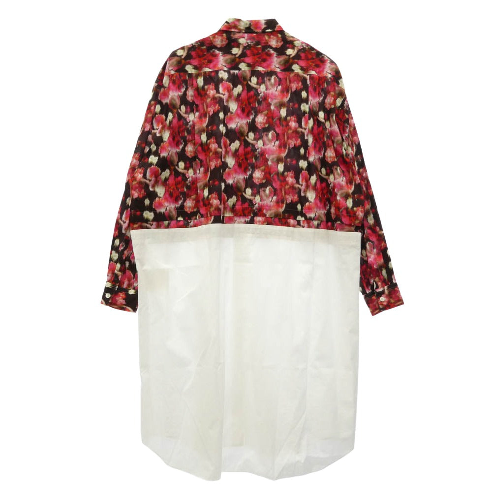 COMME des GARCONS HOMME PLUS コムデギャルソンオムプリュス 22SS PI-B008 AD2021 花柄 切替 ロング シャツ フローラル カラー ブロック シャツ ピンク系 S【中古】