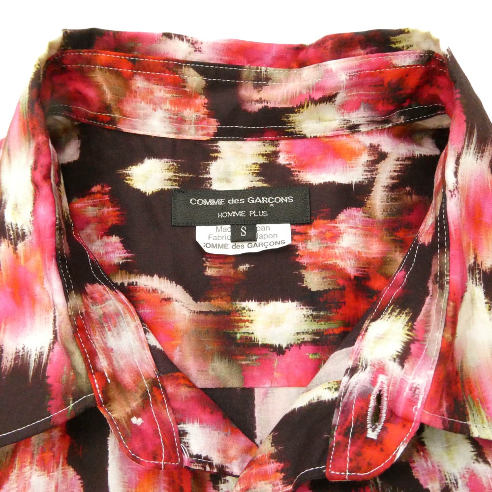 COMME des GARCONS HOMME PLUS コムデギャルソンオムプリュス 22SS PI-B008 AD2021 花柄 切替 ロング シャツ フローラル カラー ブロック シャツ ピンク系 S【中古】