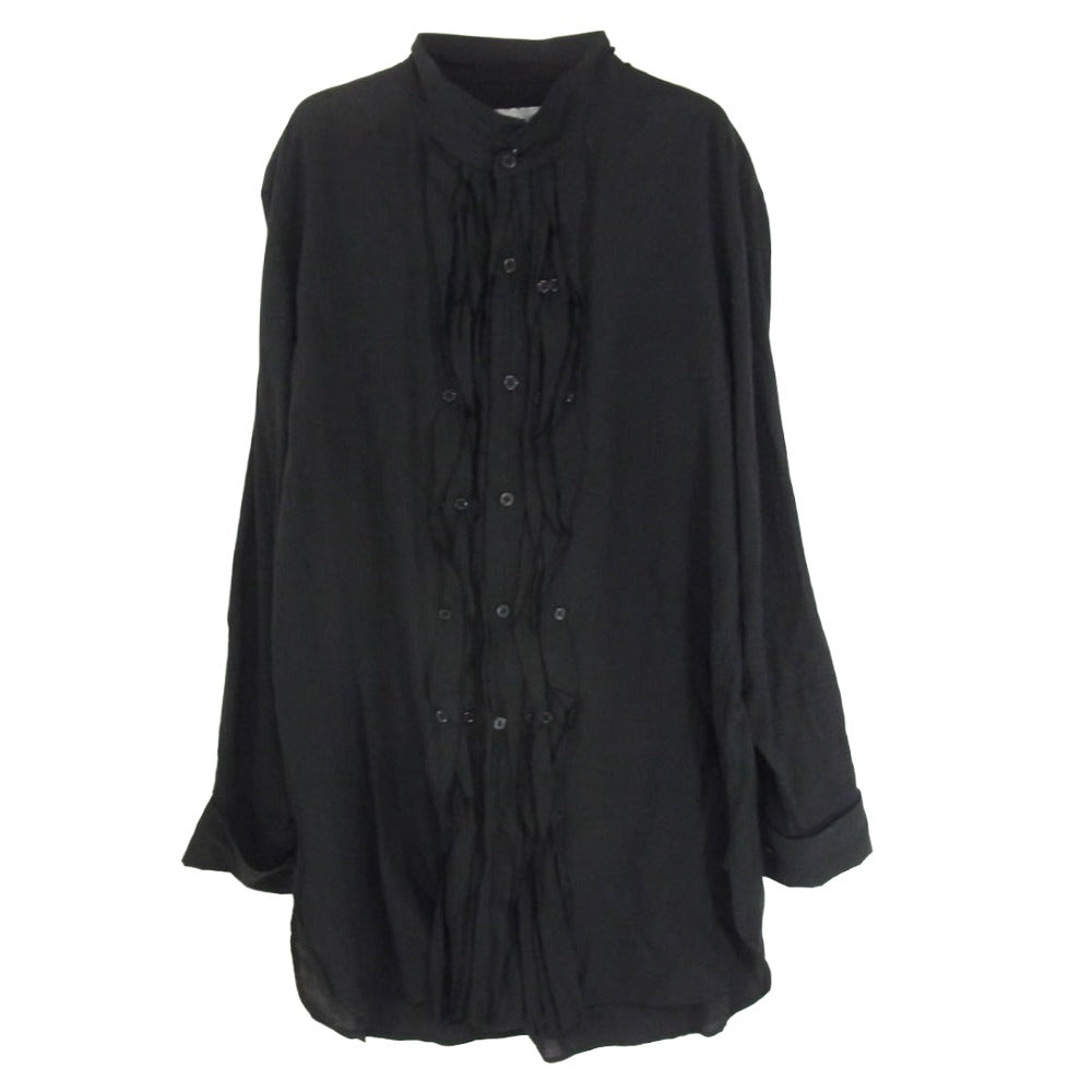 Yohji Yamamoto POUR HOMME ヨウジヤマモトプールオム HE-B32-210 U-截ち切りフリルB プリーツ ロングシャツ ブラック系 2【中古】