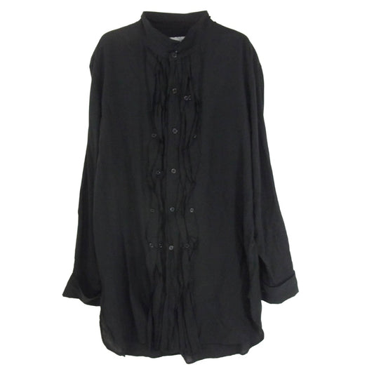 Yohji Yamamoto POUR HOMME ヨウジヤマモトプールオム HE-B32-210 U-截ち切りフリルB プリーツ ロングシャツ ブラック系 2【中古】