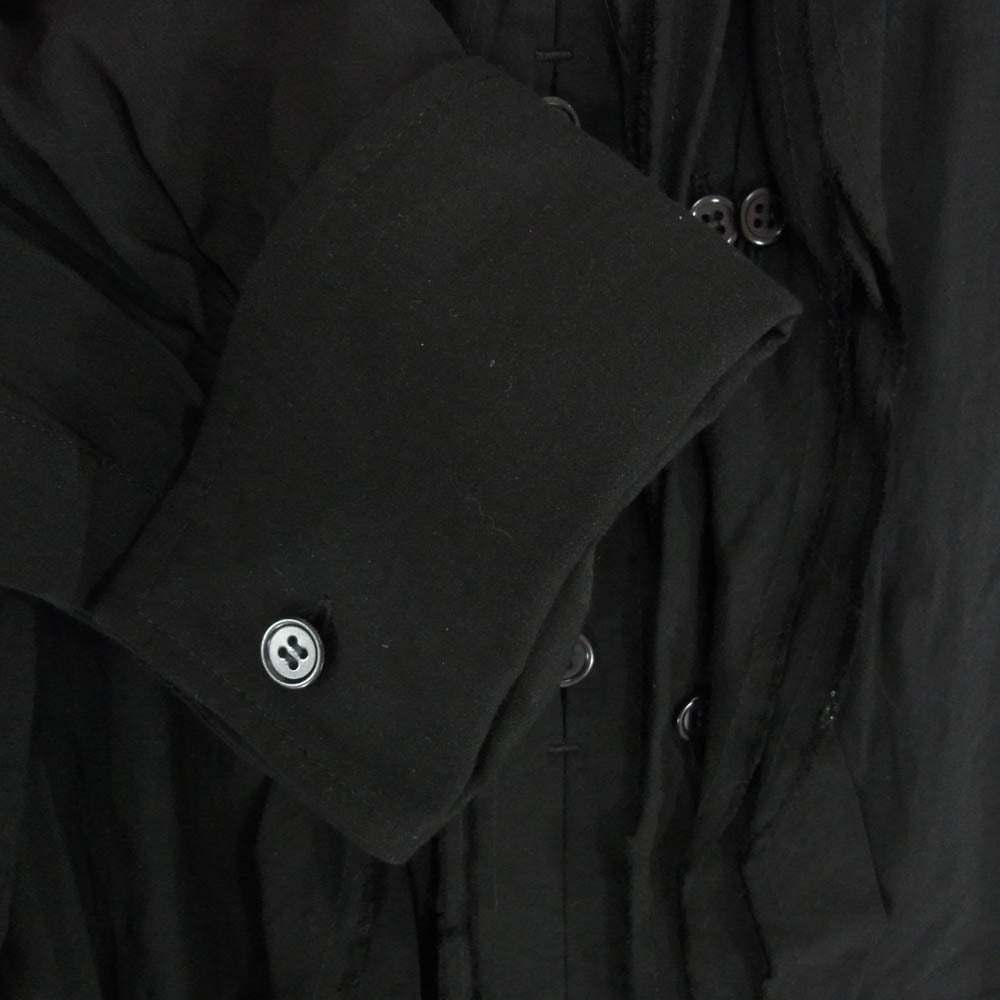 Yohji Yamamoto POUR HOMME ヨウジヤマモトプールオム HE-B32-210 U-截ち切りフリルB プリーツ ロングシャツ ブラック系 2【中古】