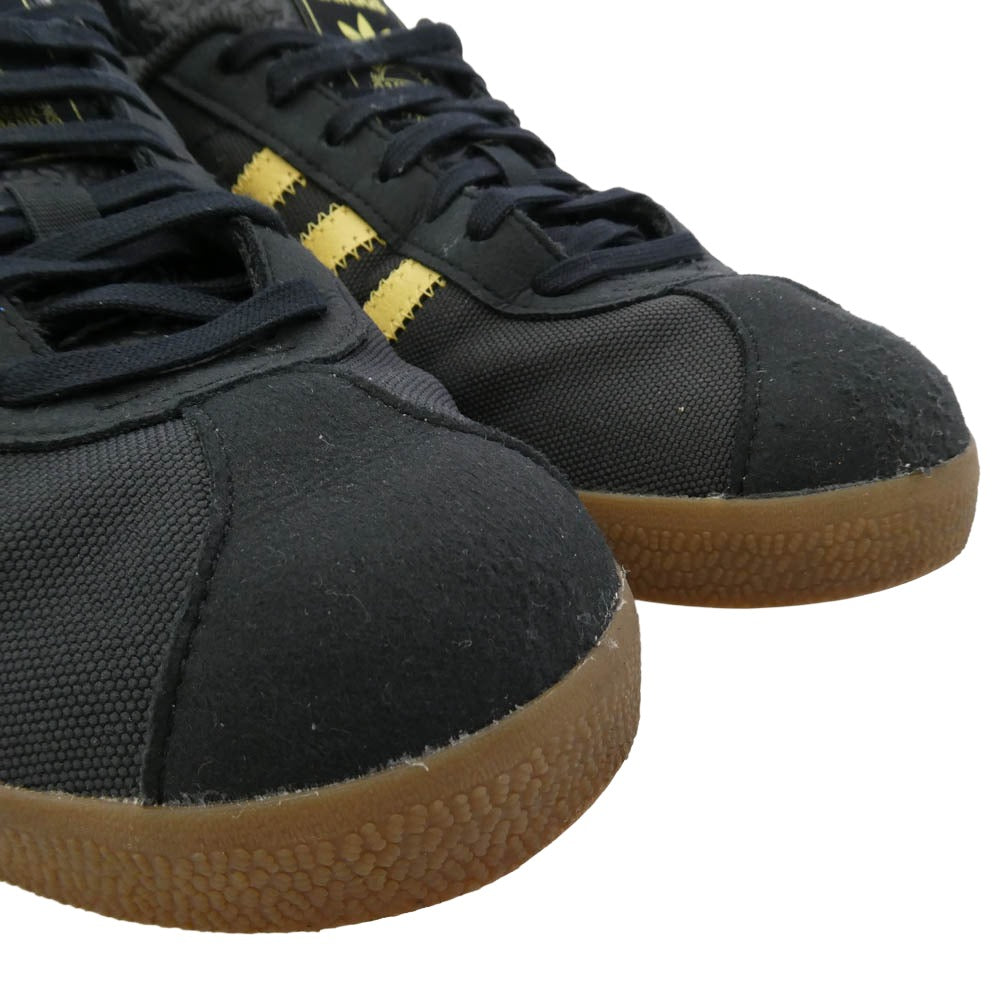 DESCENDANT ディセンダント 23AW IE8480 × adidas Gazelle GORE-TEX Core Black アディダス ガゼル ゴアテックス コアブラック ブラック系 イエロー系 27.5cm【中古】