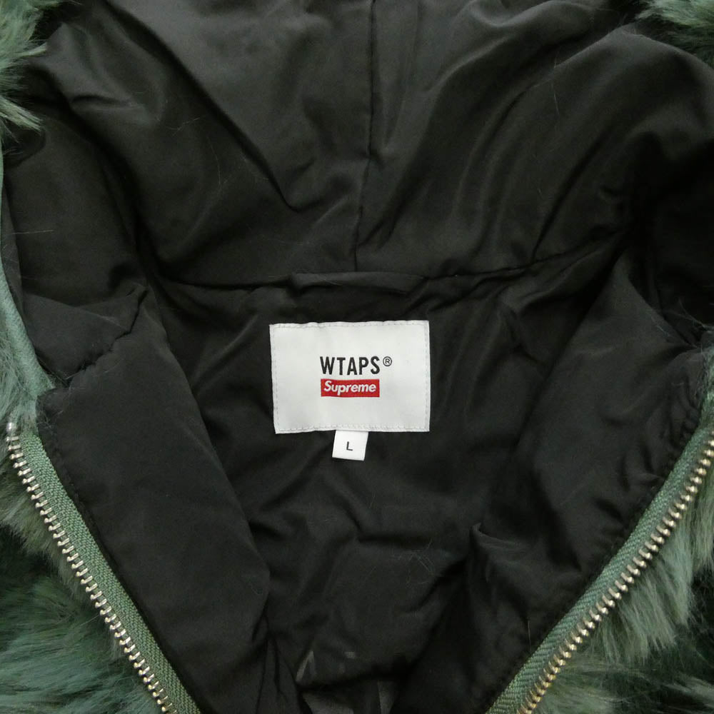Supreme シュプリーム WTAPS ダブルタップス 21AW 21274SPD-JKM02S × WTAPS Faux Fur Hooded Jacket ダブルタップス フォウ ファー フーディー ジャケット モスグリーン系 L【美品】【中古】