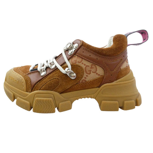 GUCCI グッチ キッズモデル GG柄 フラッシュ トレック ローカットスニーカー ブラウン系 27【中古】