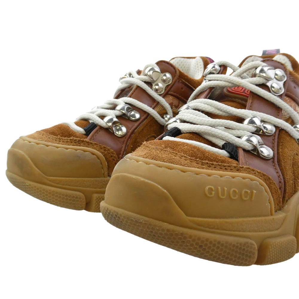 GUCCI グッチ キッズモデル GG柄 フラッシュ トレック ローカットスニーカー ブラウン系 27【中古】