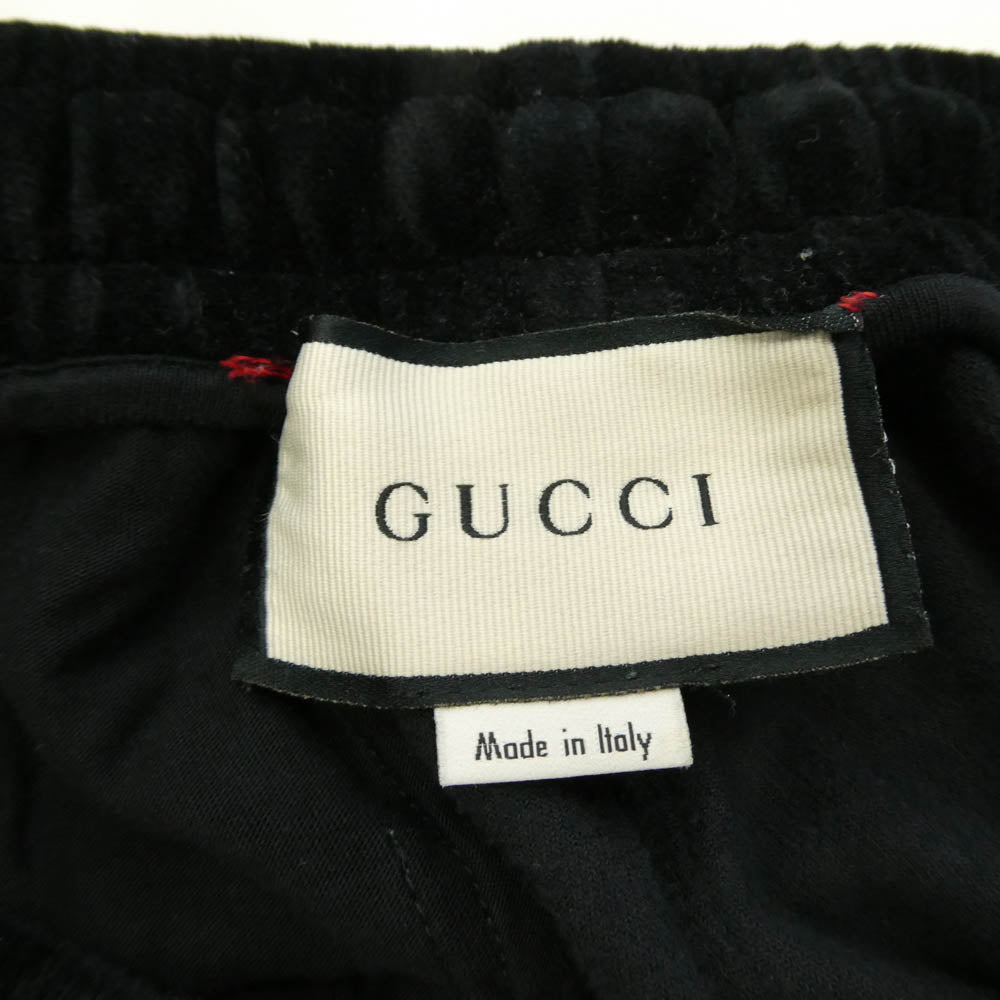 GUCCI グッチ 572917 XJA5W バックロゴ刺繍 シェリーライン ベロア ジョガー パンツ ブラック系 S【中古】