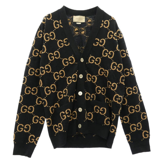 GUCCI グッチ 694758 XKCC5 GGパターン ウール ジャガード カーディガン ブラック系 S【中古】