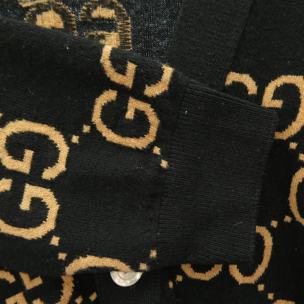 GUCCI グッチ 694758 XKCC5 GGパターン ウール ジャガード カーディガン ブラック系 S【中古】