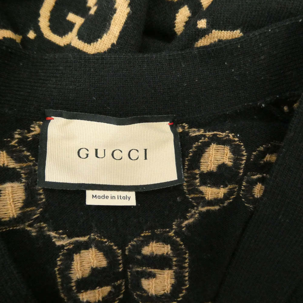 GUCCI グッチ 694758 XKCC5 GGパターン ウール ジャガード カーディガン ブラック系 S【中古】