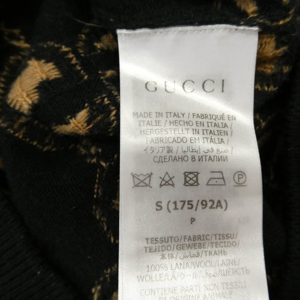 GUCCI グッチ 694758 XKCC5 GGパターン ウール ジャガード カーディガン ブラック系 S【中古】