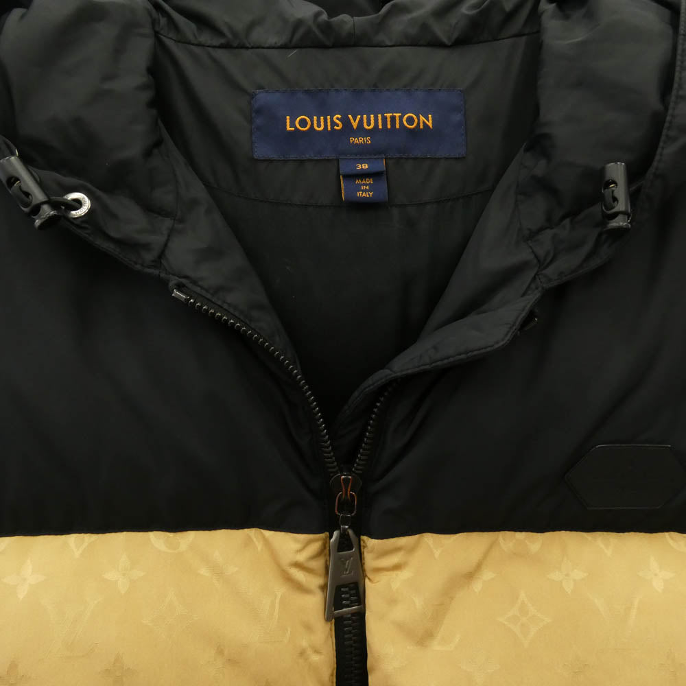 LOUIS VUITTON ルイ・ヴィトン FI0W07NHI モノグラム カラーブロックデザイン フーデッド ダウンジャケット ブラック系 ベージュ系【中古】