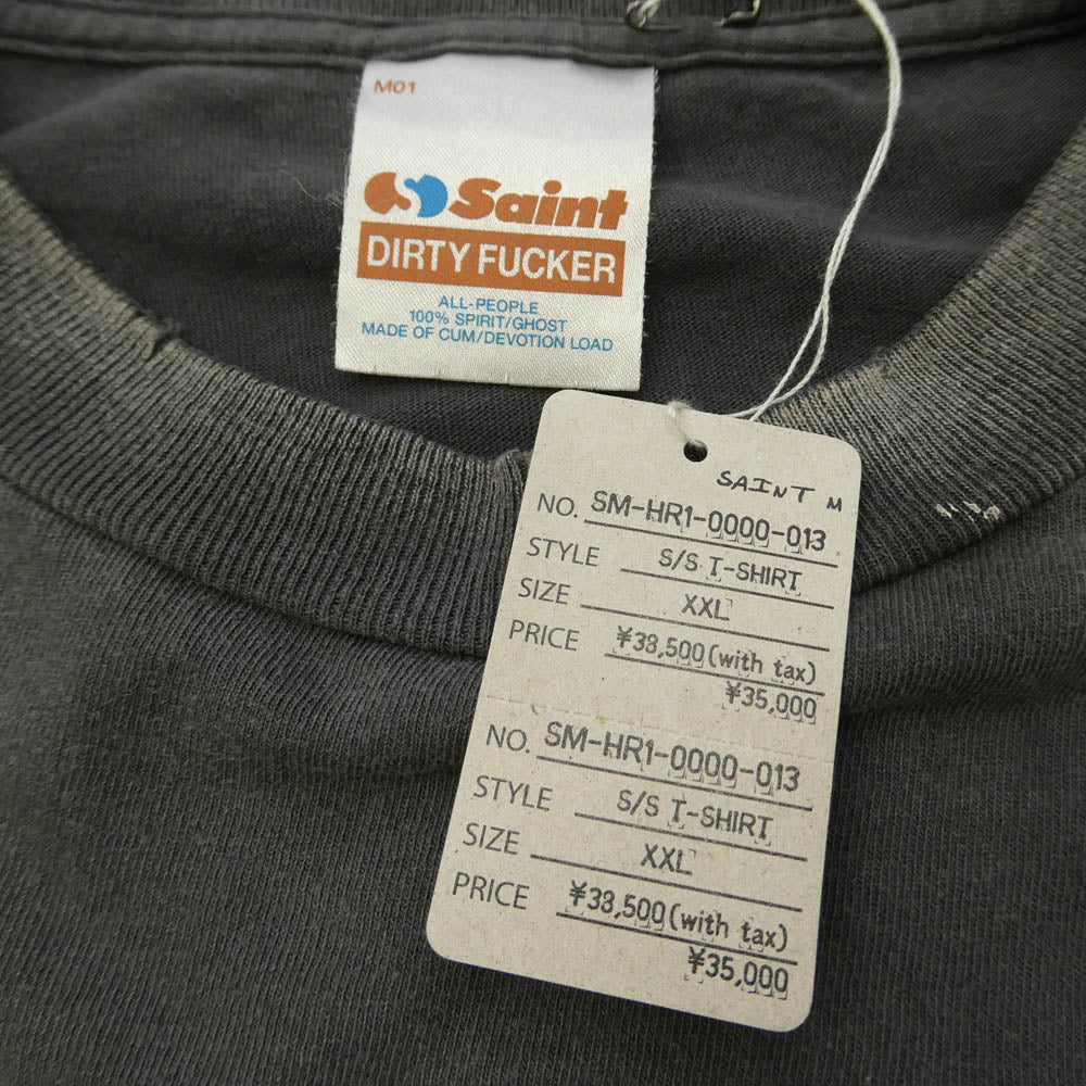 SAINT MICHAEL セントマイケル 25AW SM-HR1-0000-013 MULATED SS TEE マルチカラー ヴィンテージ加工 プリント 半袖 Tシャツ チャコール系 XXL【美品】【中古】