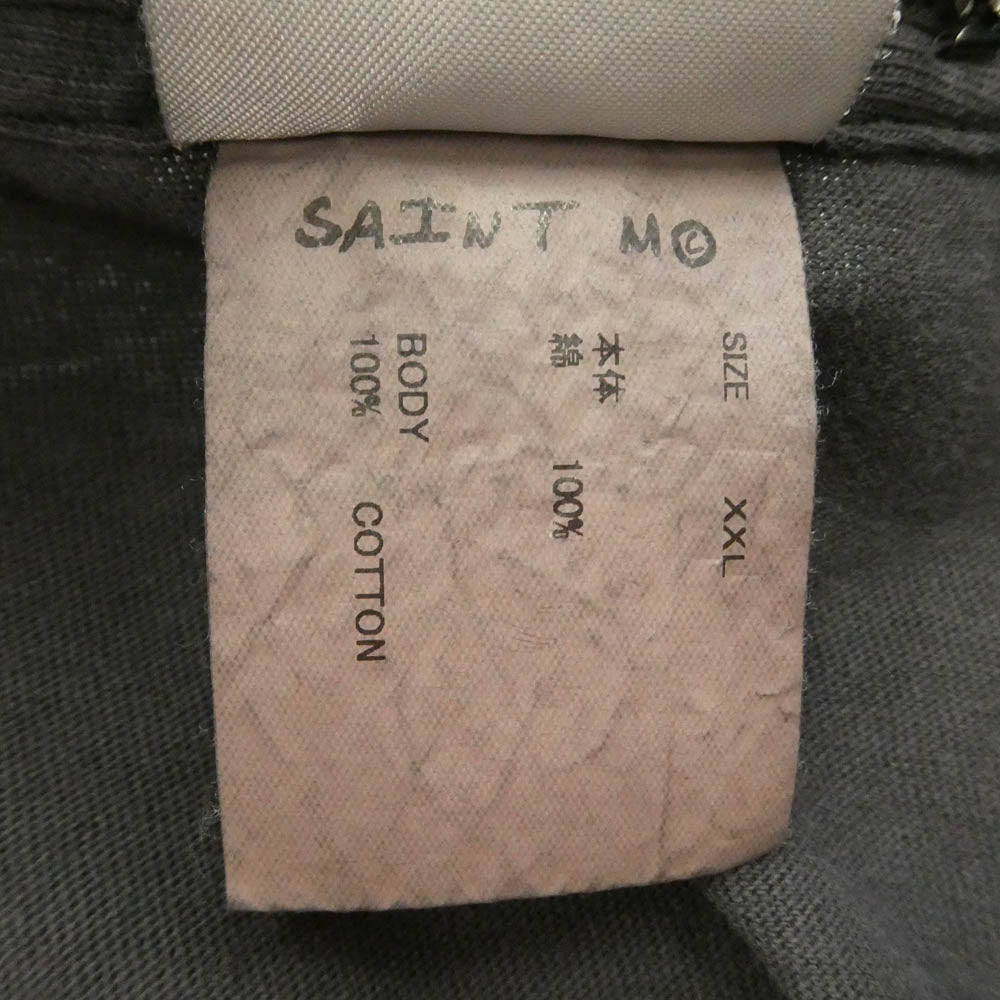 SAINT MICHAEL セントマイケル 25AW SM-HR1-0000-013 MULATED SS TEE マルチカラー ヴィンテージ加工 プリント 半袖 Tシャツ チャコール系 XXL【美品】【中古】