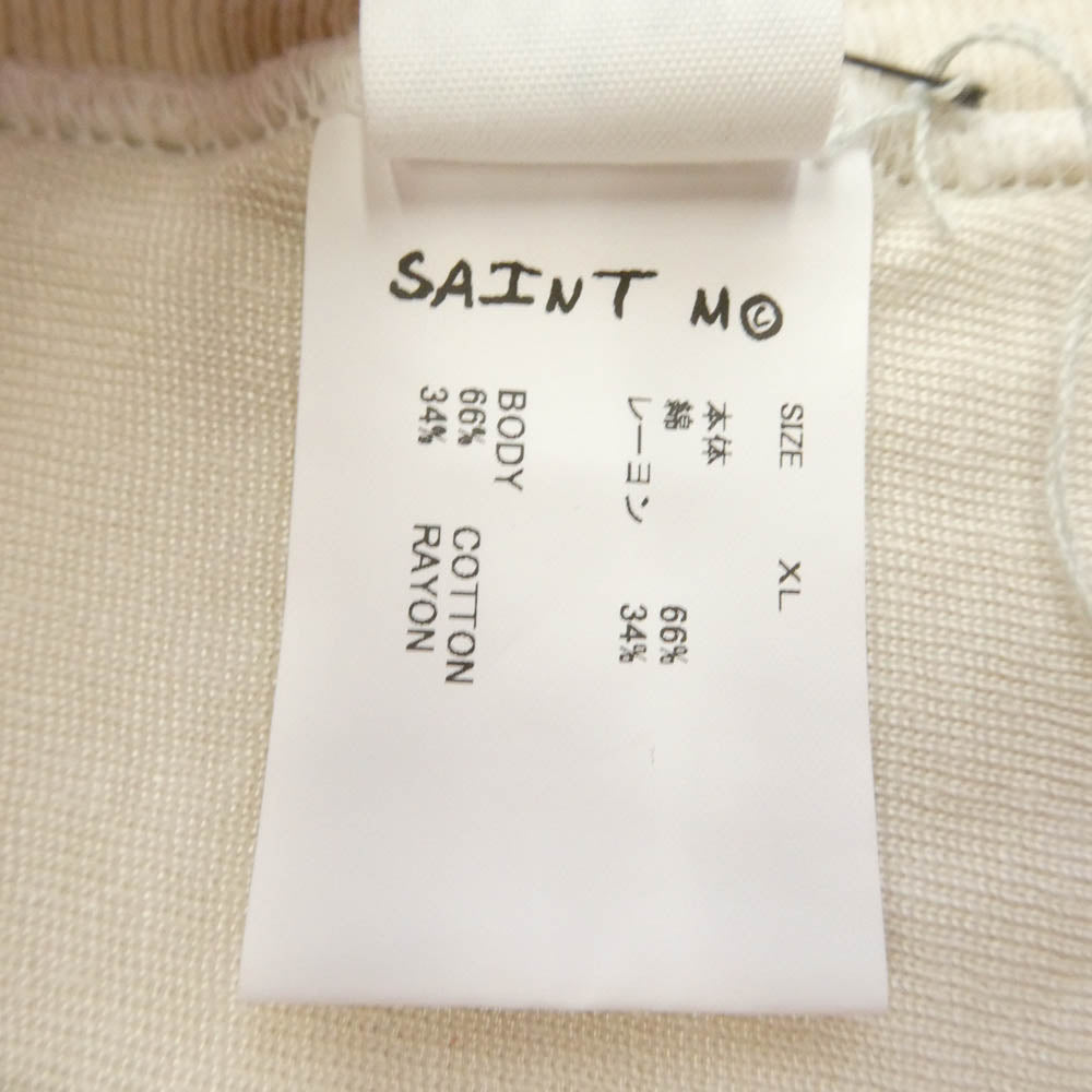 SAINT MICHAEL セントマイケル 26SS SM-MK8-0000-025 FOOT BALL SS T-SHIRT ヴィンテージ加工 プリント 半袖 Tシャツ ベージュ系 XL【美品】【中古】