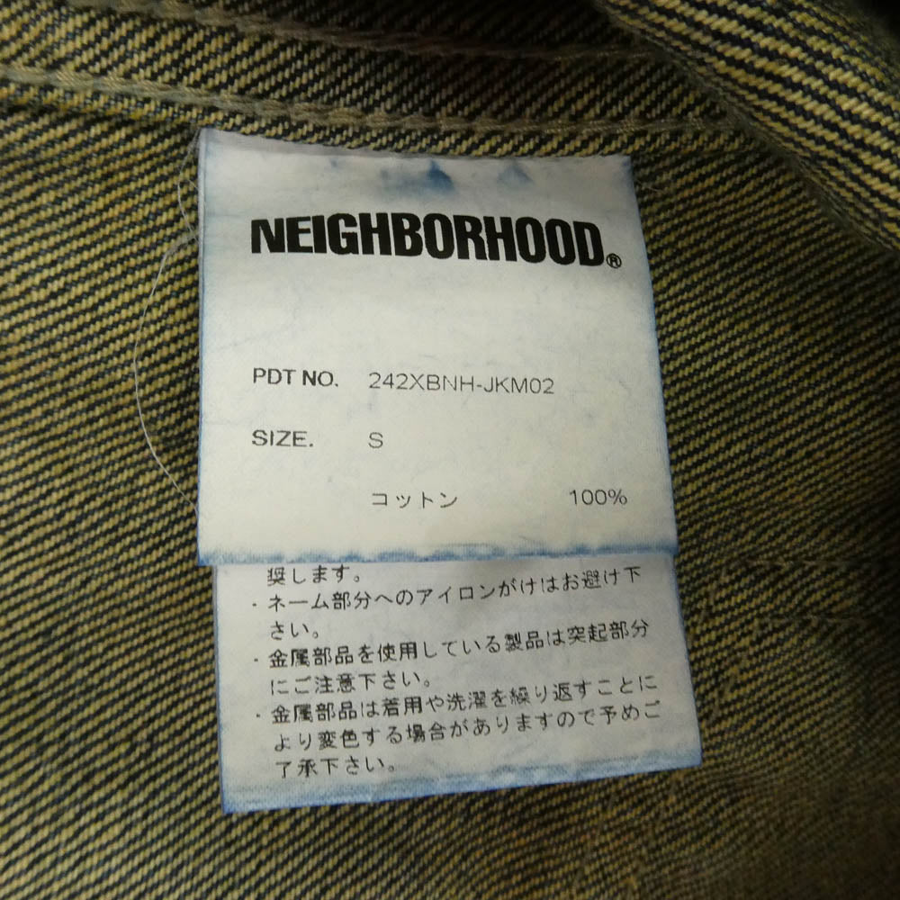 NEIGHBORHOOD ネイバーフッド 24AW 242XBNH-JKM02 WASHED DENIM TYPE-1 JACKET 1stタイプ ウォッシュド Gジャン デニムジャケット インディゴブルー系 S【中古】