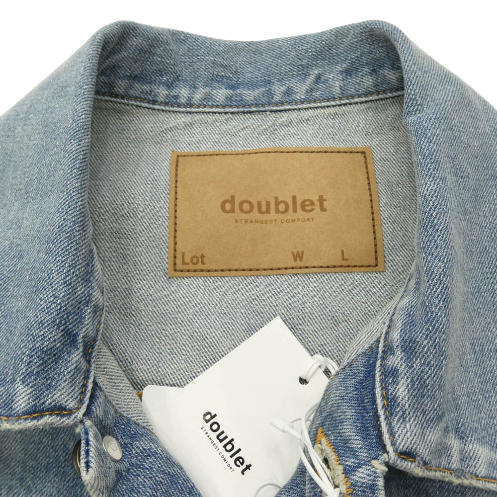 doublet ダブレット 25AW 25AW24BL235 DISTORTED CUTTING DENIM JACKET カッティング Gジャン デニムジャケット ライトブルー系 M【美品】【中古】