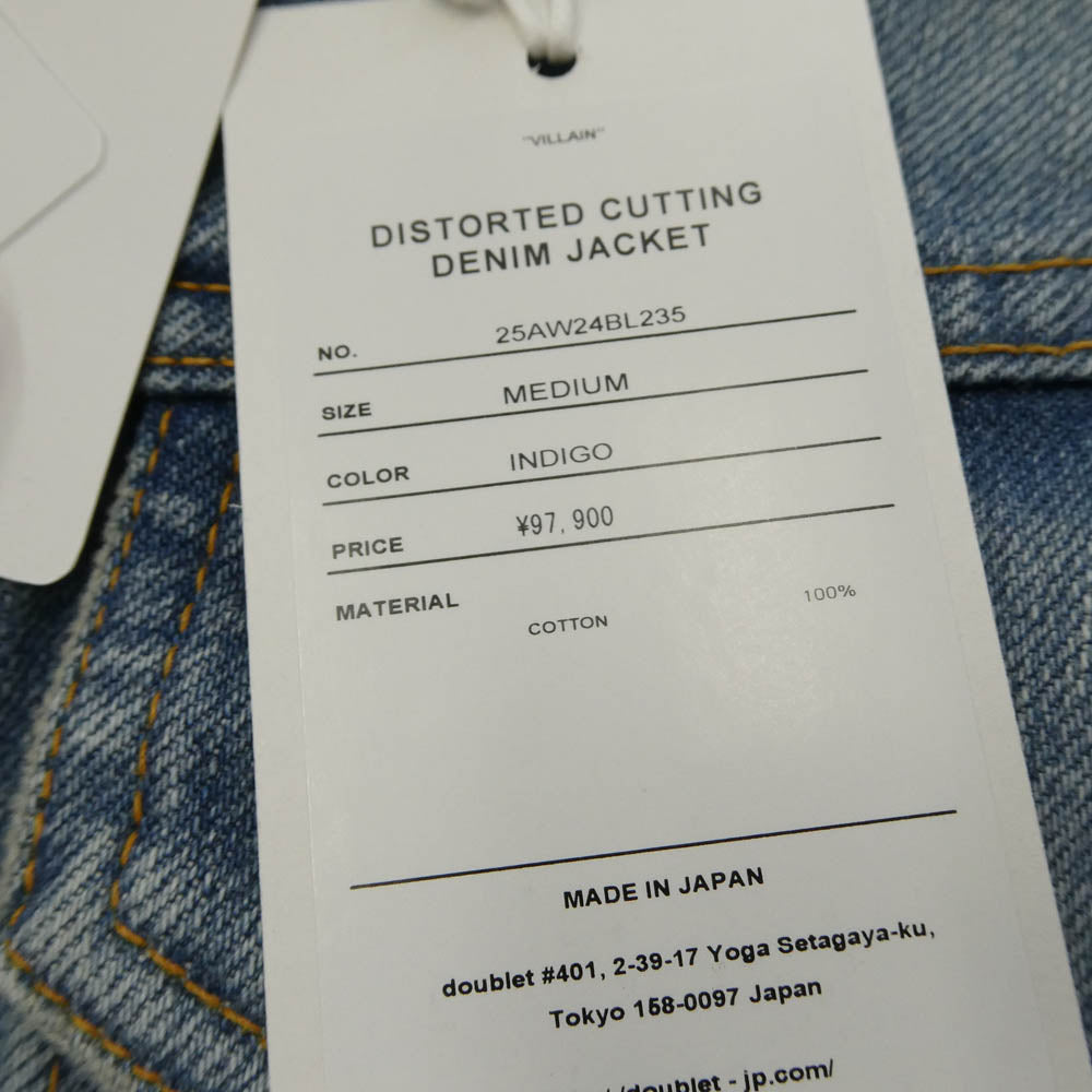 doublet ダブレット 25AW 25AW24BL235 DISTORTED CUTTING DENIM JACKET カッティング Gジャン デニムジャケット ライトブルー系 M【美品】【中古】