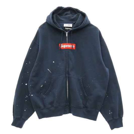 Supreme シュプリーム MM6 エムエムシックス 26SS x MM6 Maison Margiela エムエムシックス マルジェラ Box Logo Zip Up Hooded Sweatshirt ボックスロゴ ジップアップ フーディー パーカー ダークネイビー系 XL【中古】