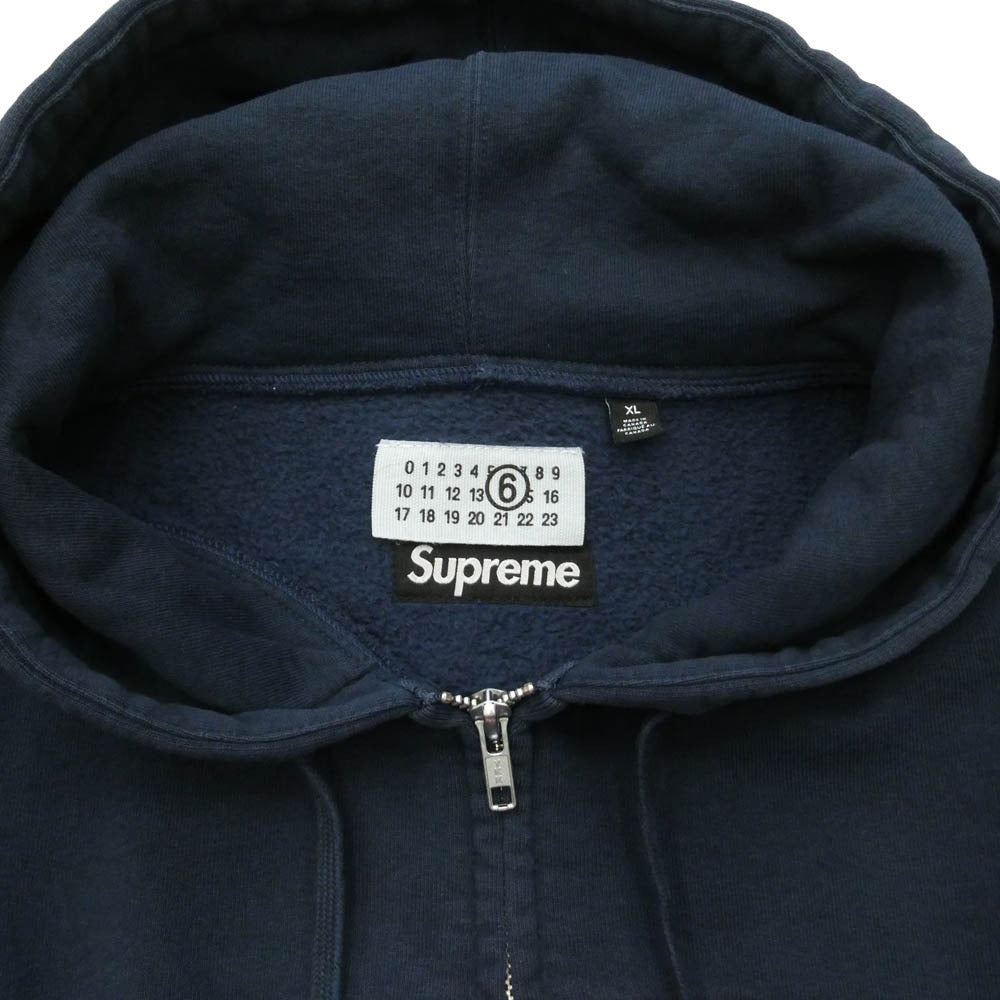 Supreme シュプリーム MM6 エムエムシックス 26SS x MM6 Maison Margiela エムエムシックス マルジェラ Box Logo Zip Up Hooded Sweatshirt ボックスロゴ ジップアップ フーディー パーカー ダークネイビー系 XL【中古】