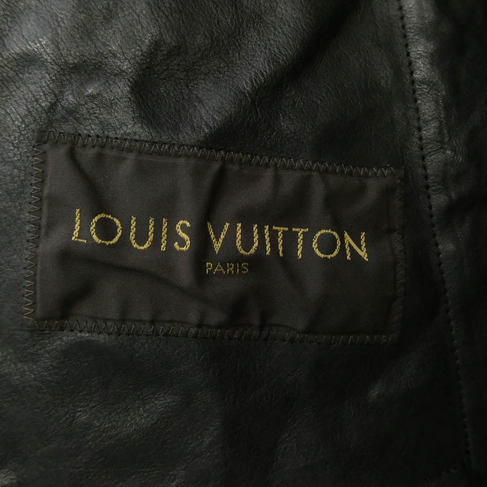 LOUIS VUITTON ルイ・ヴィトン ムートンレザー グリズリー ジャケット ブラック系 カーキ系 48【中古】