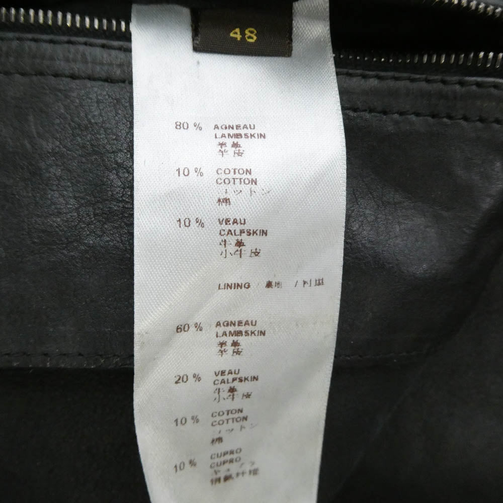 LOUIS VUITTON ルイ・ヴィトン ムートンレザー グリズリー ジャケット ブラック系 カーキ系 48【中古】