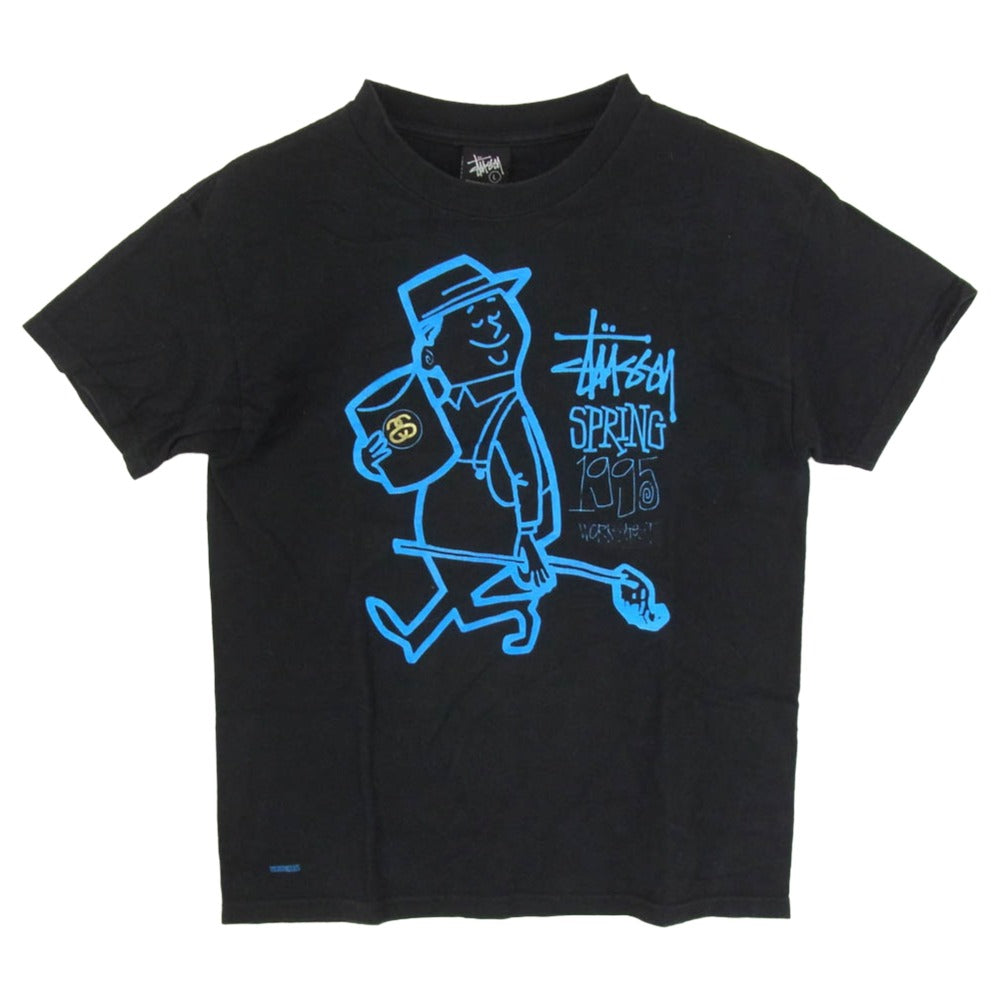 STUSSY ステューシー 00s 復刻 25周年 SPRING 1995 WORK STREET プリント Tシャツ 半袖カットソー ブラック系 L【中古】