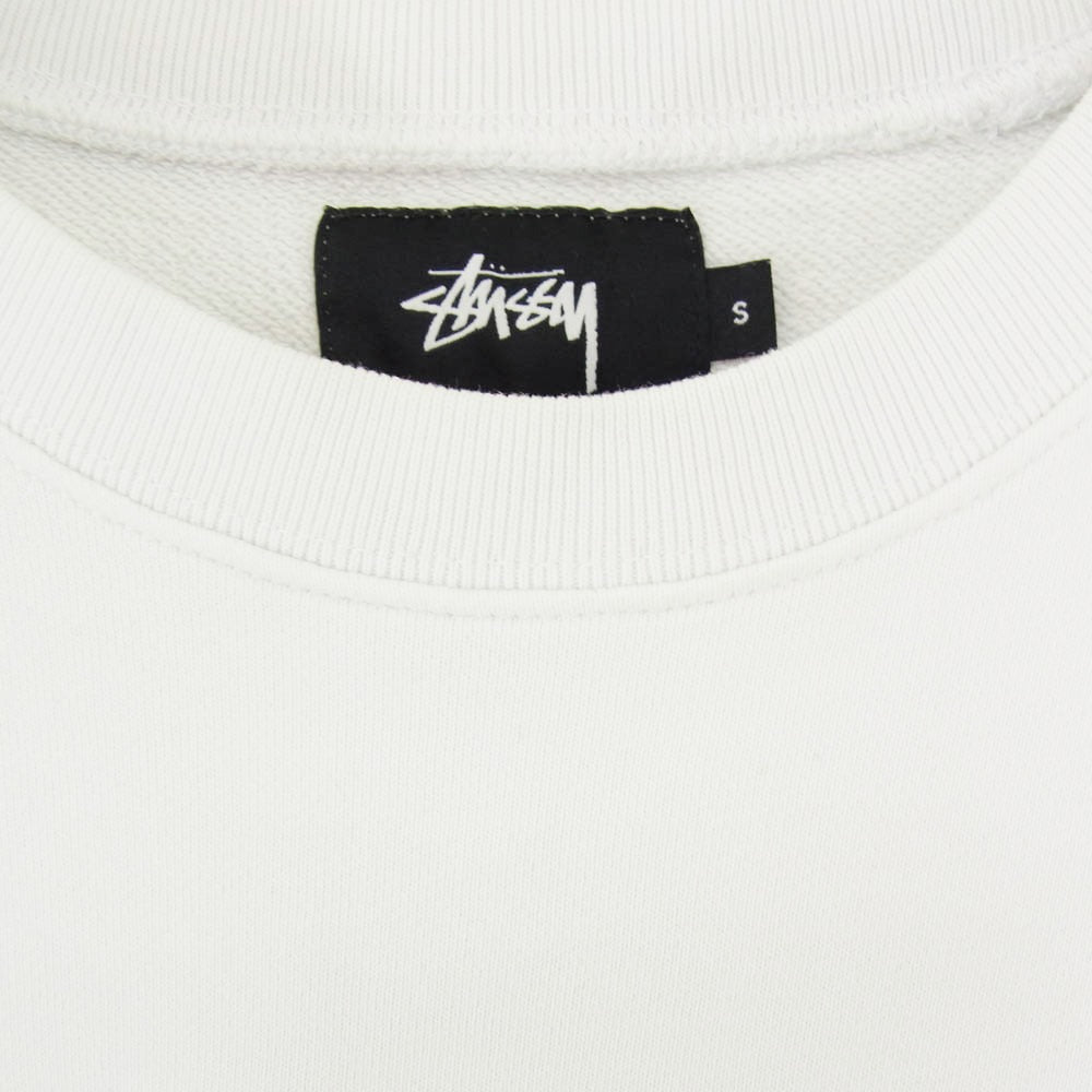 STUSSY ステューシー ショーンフォント チェッカーロゴ 半袖 スウェット Tシャツ ホワイト系 S【中古】