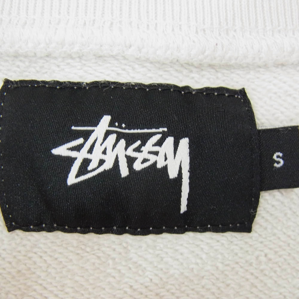 STUSSY ステューシー ショーンフォント チェッカーロゴ 半袖 スウェット Tシャツ ホワイト系 S【中古】