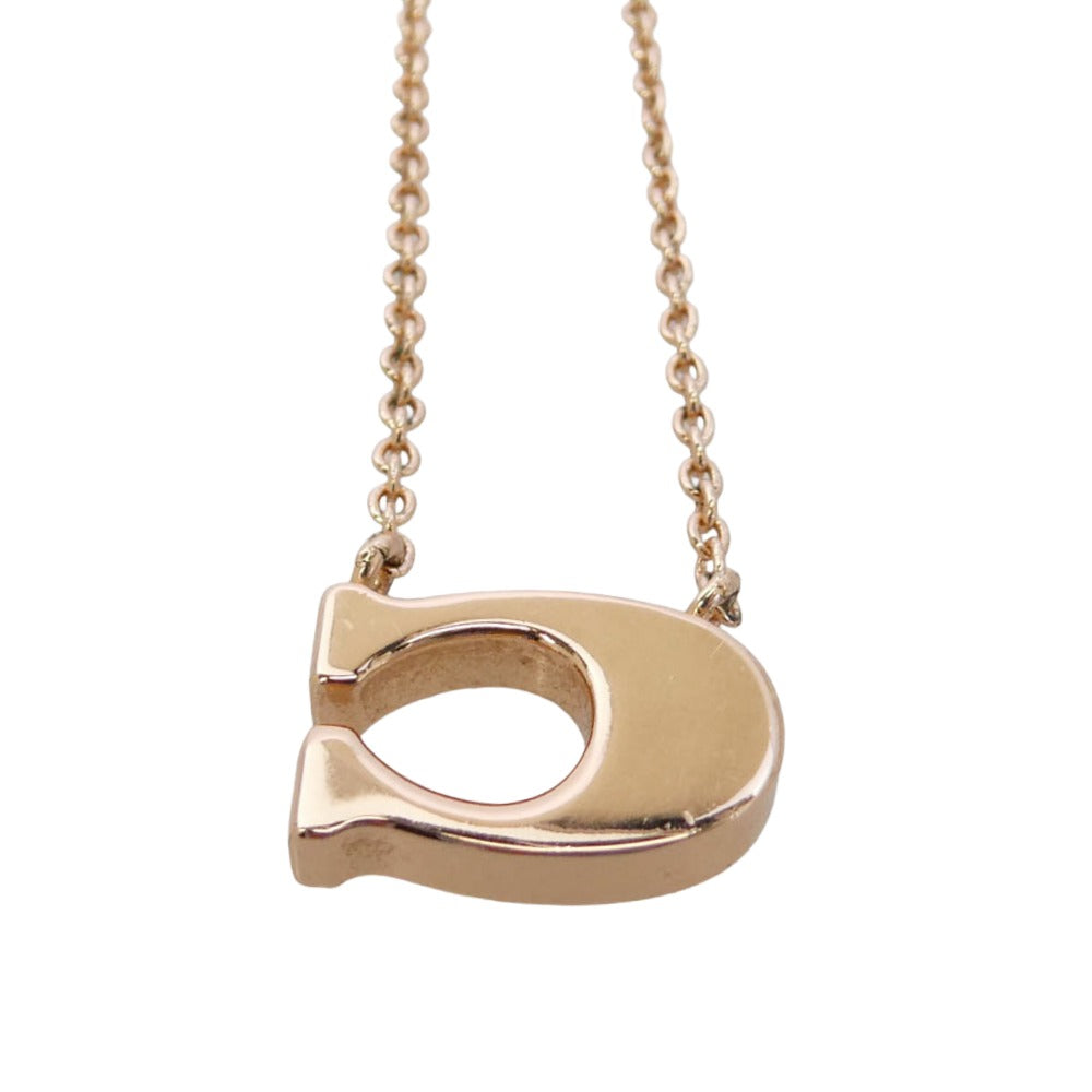 COACH コーチ シグネチャー cロゴ ラインストーン ネックレス ピンクゴールド系【中古】