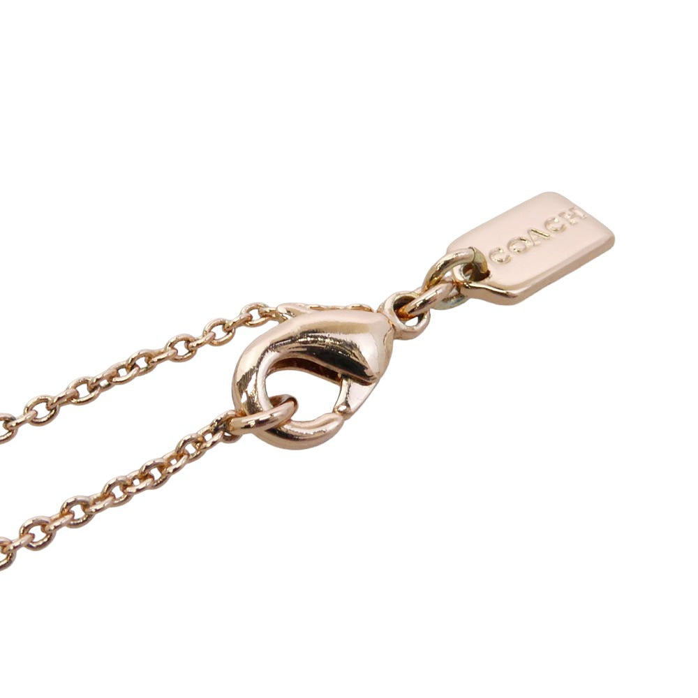 COACH コーチ シグネチャー cロゴ ラインストーン ネックレス ピンクゴールド系【中古】