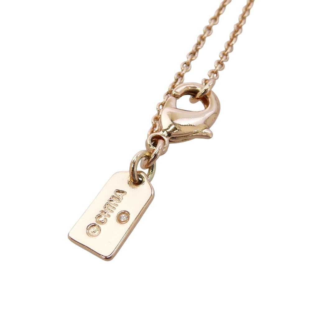 COACH コーチ シグネチャー cロゴ ラインストーン ネックレス ピンクゴールド系【中古】