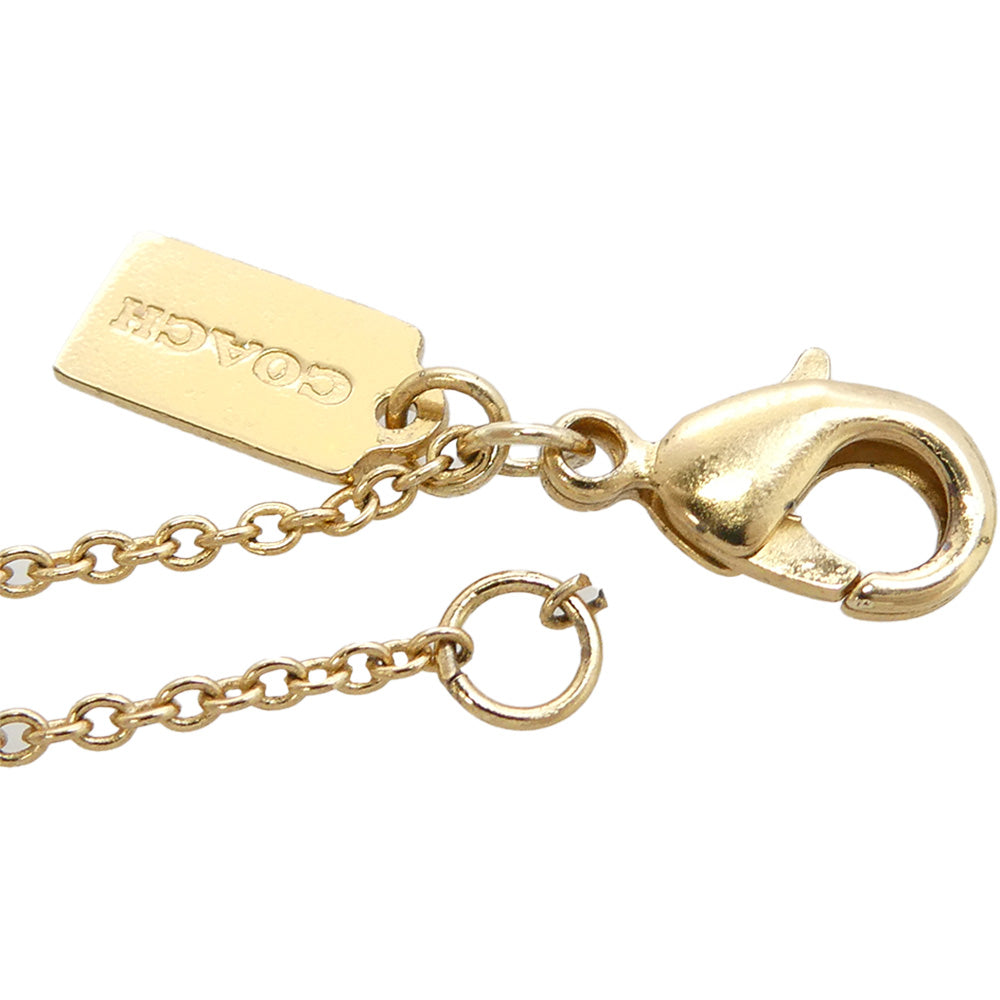 COACH コーチ シグネチャー ロゴ 3連 リング サークル モチーフ ネックレス ゴールド系【中古】