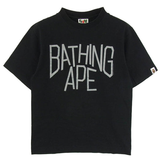 A BATHING APE アベイシングエイプ フロント ロゴプリント Tシャツ 半袖カットソー ブラック系 S【中古】