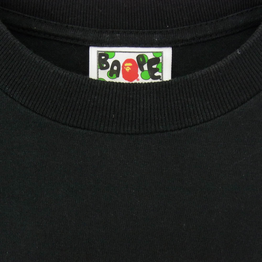 A BATHING APE アベイシングエイプ フロント ロゴプリント Tシャツ 半袖カットソー ブラック系 S【中古】