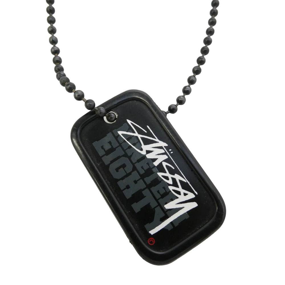STUSSY ステューシー NINETEEN EIGHTY ストックロゴ ドッグタグ ネックレス ブラック系【中古】