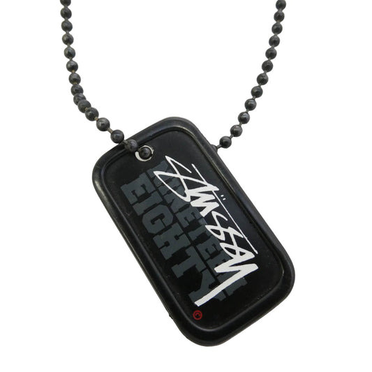 STUSSY ステューシー NINETEEN EIGHTY ストックロゴ ドッグタグ ネックレス ブラック系【中古】