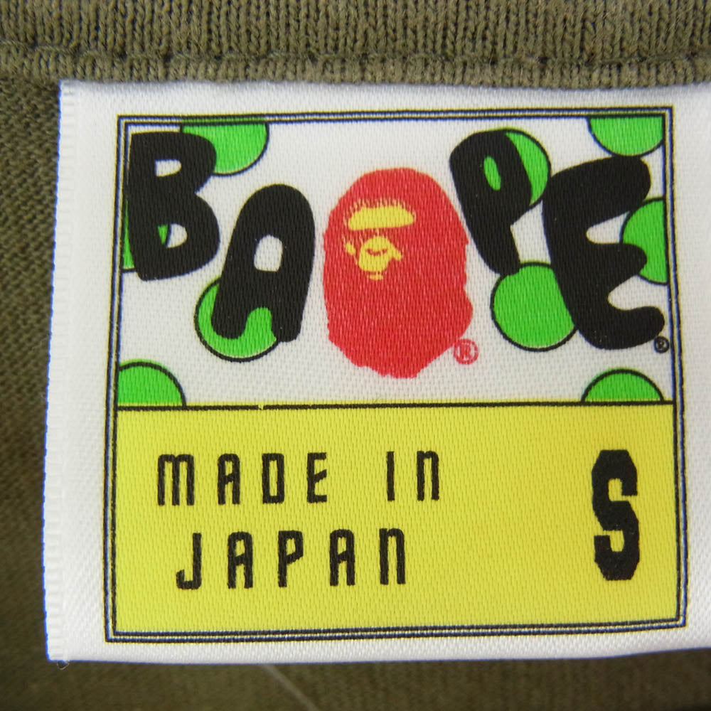 A BATHING APE アベイシングエイプ CAMO BIG FACE 迷彩 カモ柄 大猿 プリント Tシャツ 半袖カットソー カーキ系 S【中古】