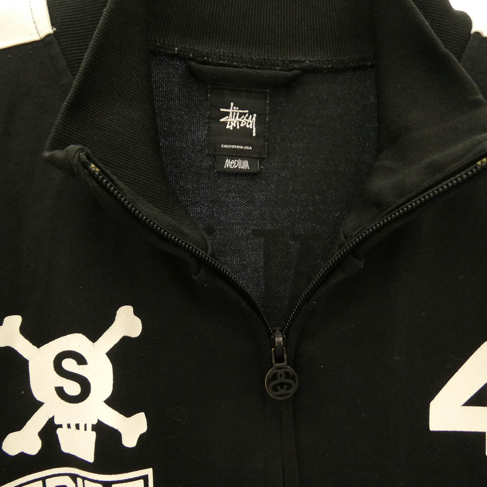 STUSSY ステューシー ナンバリングロゴ スカルプリント サイドライン トラックジャケット ブラック系 M【中古】