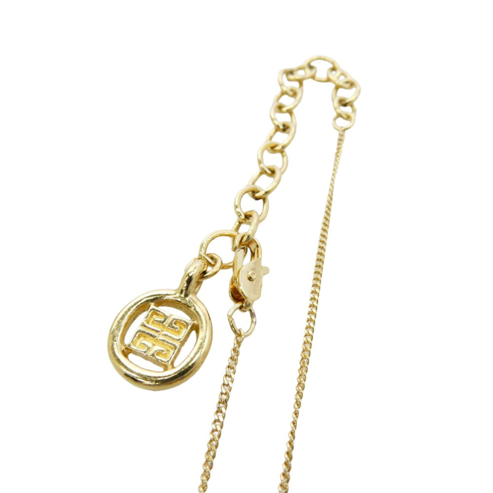 GIVENCHY ジバンシィ オールド ラインストーン ハートモチーフ パール ゴールド メッキ ネックレス ゴールド系【中古】