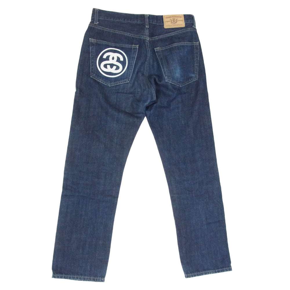 STUSSY ステューシー ROUGH RUGGED バックポケット サークル プリント ストレートデニムパンツ インディゴブルー系 30【中古】