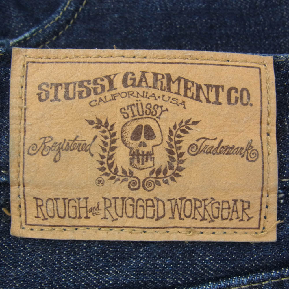 STUSSY ステューシー ROUGH RUGGED バックポケット サークル プリント ストレートデニムパンツ インディゴブルー系 30【中古】