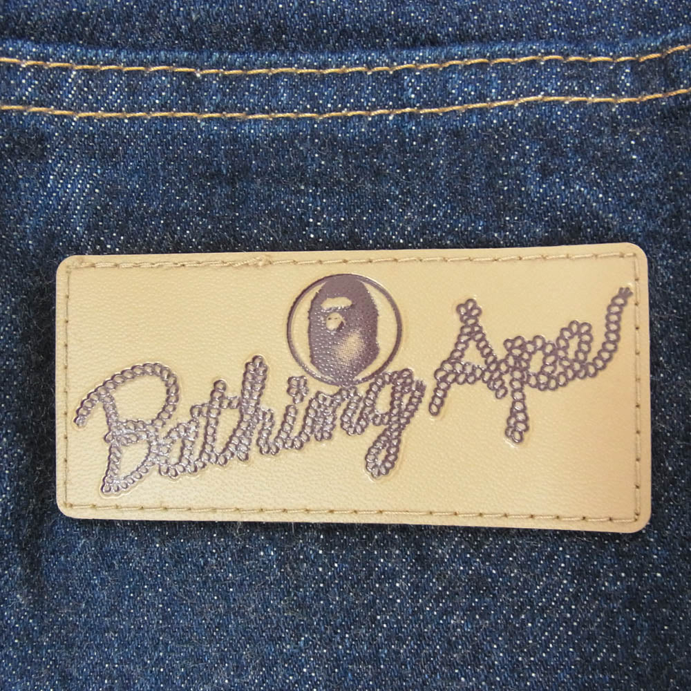 A BATHING APE アベイシングエイプ 001DPA301001X 2009 TYPE-06 SLIM スリム チェック切替 デニム パンツ インディゴブルー系 S【中古】