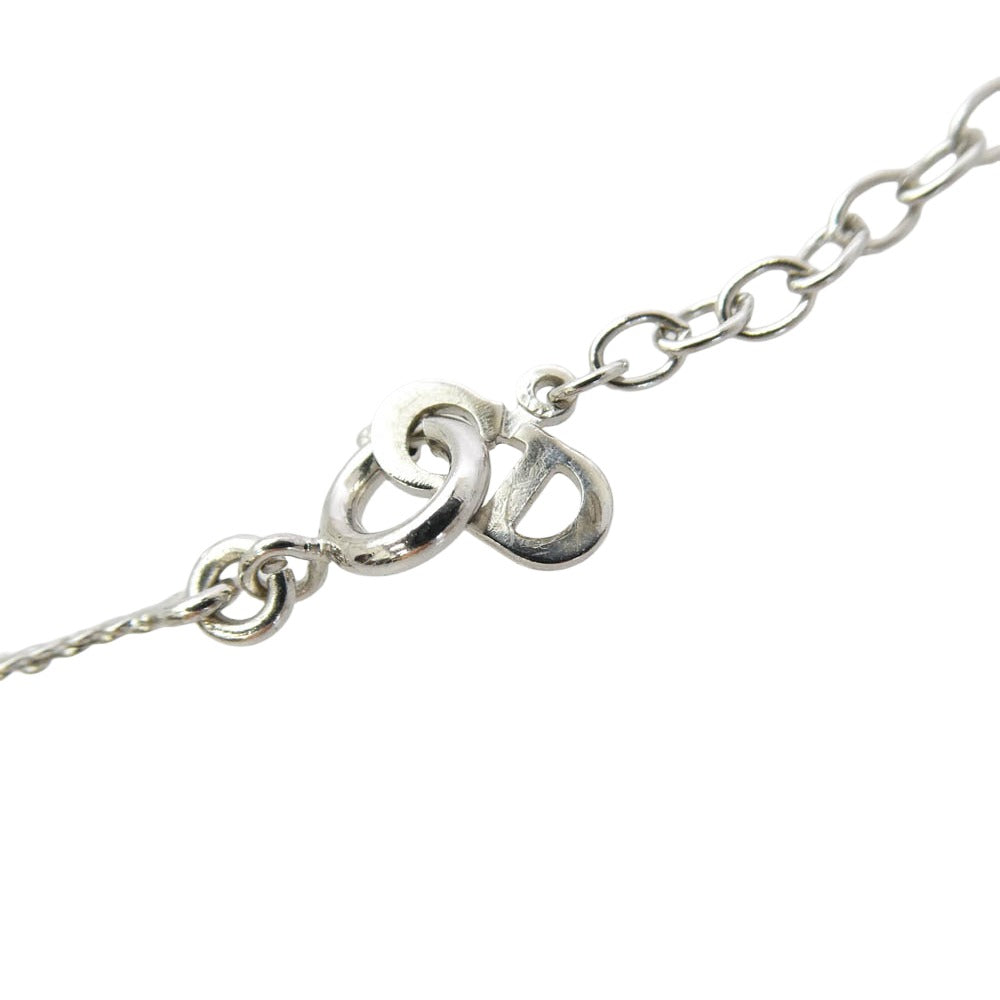 Christian Dior クリスチャンディオール オールド ラインストーン CD ロゴ ネックレス シルバー系【中古】
