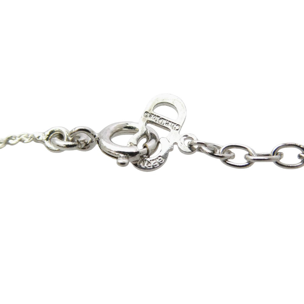 Christian Dior クリスチャンディオール オールド ラインストーン CD ロゴ ネックレス シルバー系【中古】