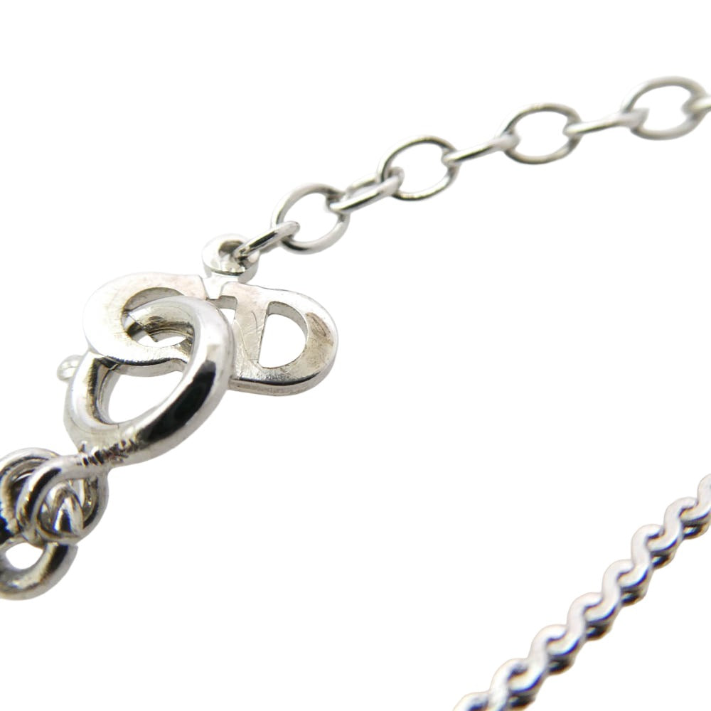 Christian Dior クリスチャンディオール オールド ラインストーン CD ロゴ ネックレス シルバー系【中古】