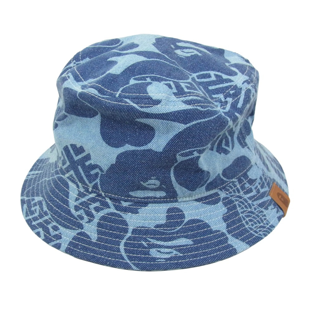 A BATHING APE アベイシングエイプ 001HTK201001M ASIA CAMO DENIM HAT アジアカモ デニム バケットハット 帽子 インディゴブルー系【中古】